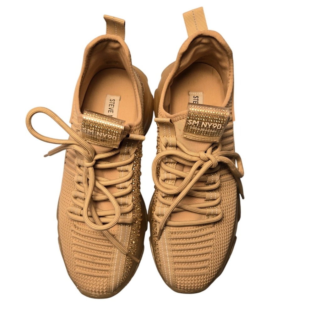 Steve Madden SM NY90 "Maxima" Women's Tan Rhinestone Sneakers Size Unknown - Picture 8 of 10